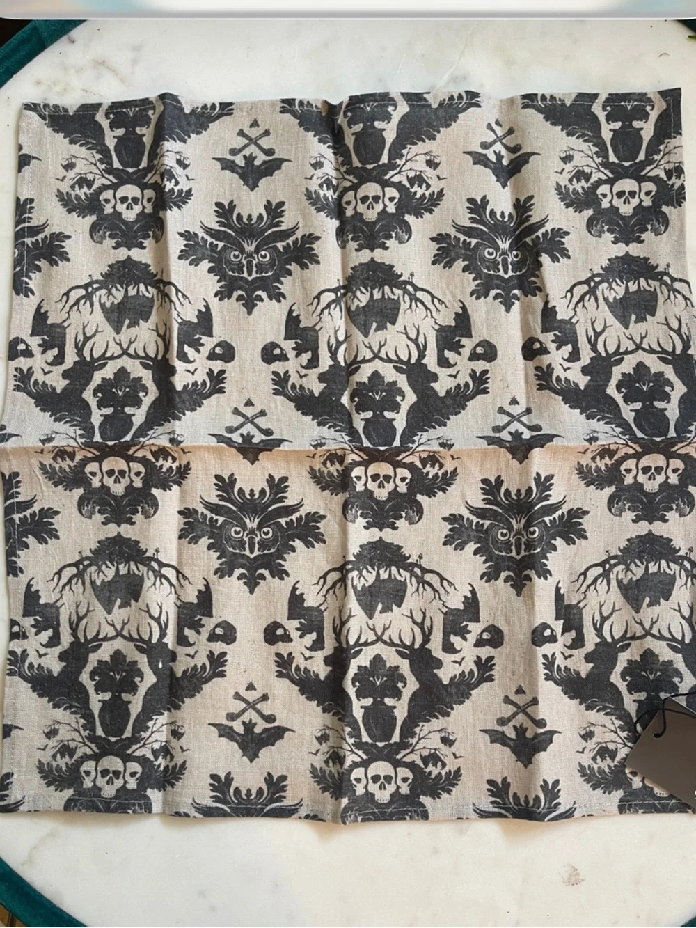 Set of 2 Black Forest Linen Napkins by Terrain for Anthropologie.